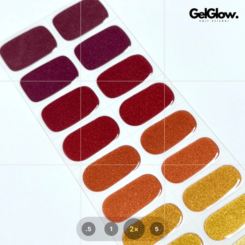 Sparkle Glitter Colorful Red Nail Semi Cured Gel Nail Strips - NG200350
